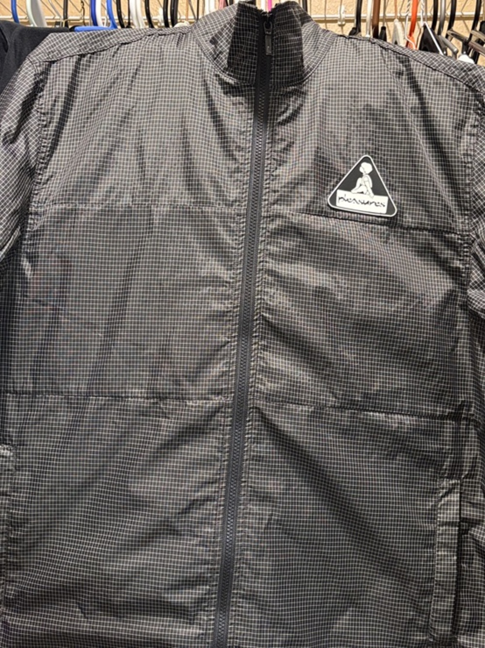 Black Pyramid Men's Gray/Black Grid Windbreaker Jacket